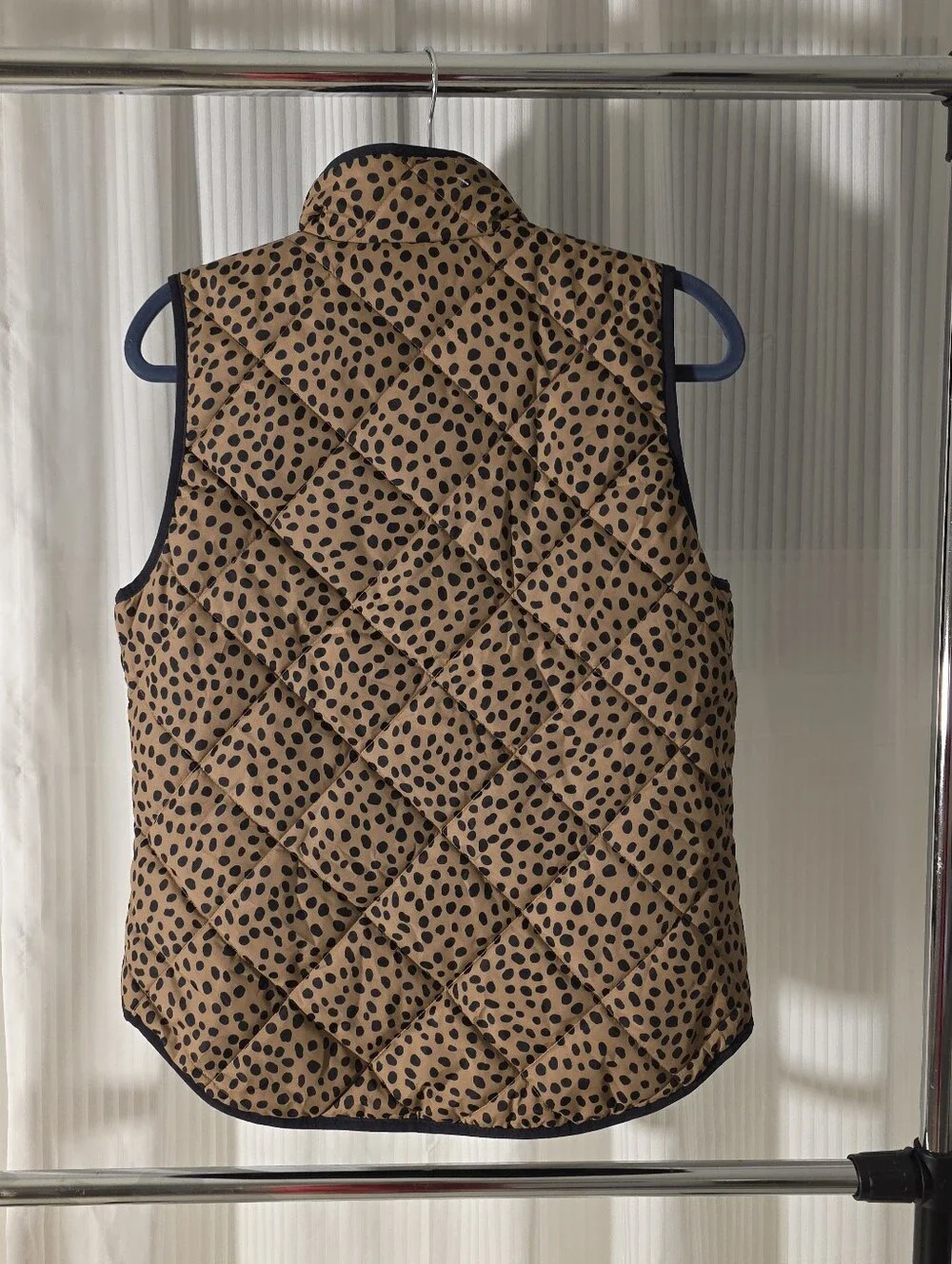 J.Crew Quilted Leopard Print Spotted Zip-Up Vest,Vest (Size S)